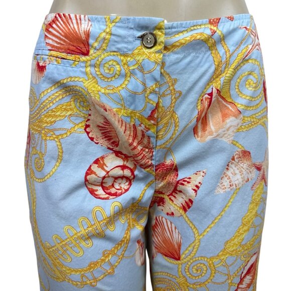 J.McLaughlin Womens Capri Pants Size 8 Seashell Print Button Closure - Picture 4 of 7